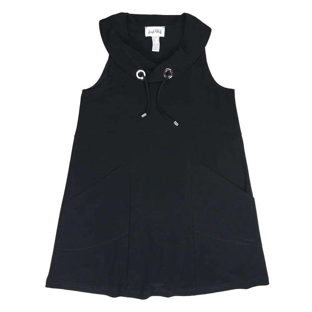 Joseph Ribkoff Sleeveless Cowl Neck Tunic Womens 6 Black A-Line Pockets